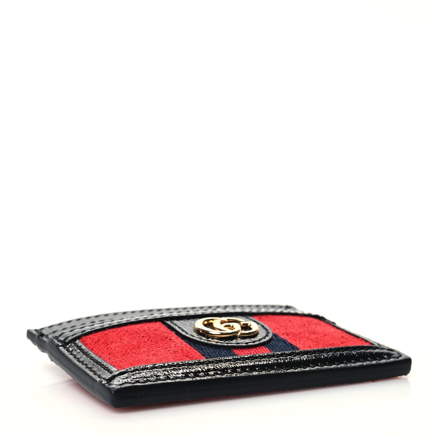 Suede Patent Ophidia Card Holder Hibiscus Red Black