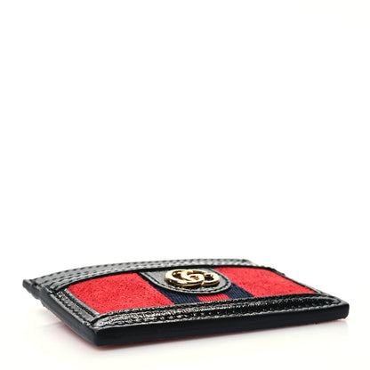 Gucci Suede Patent Ophidia Card Holder Hibiscus Red Black 4 of 9