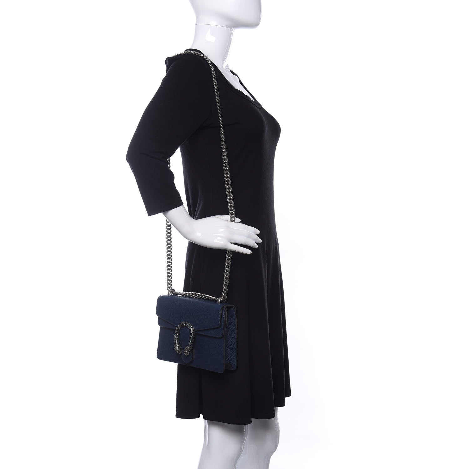 Gucci Dollar Calfskin Crystal Mini Dionysus Shoulder Bag Blue Agata Montana Sapphire 2 of 10