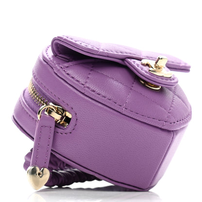 Chanel Lambskin Quilted CC In Love Heart Zipped Arm Coin Purse Purple 4 of 7