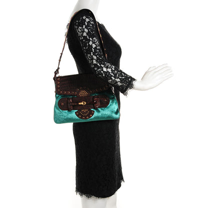 Gucci Velvet Alligator Studded Pelham Flap Bag 9 of 14