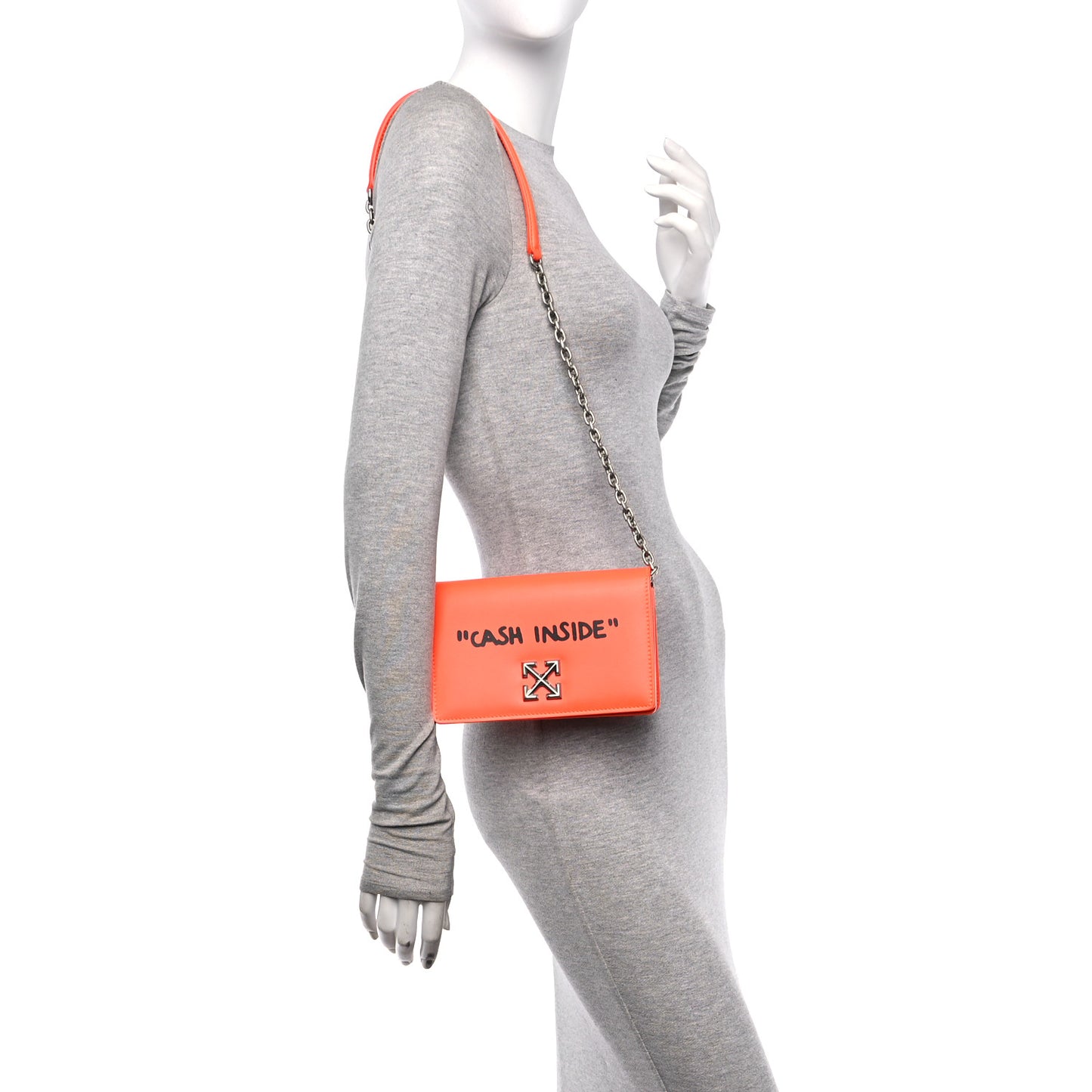 Calfskin Jitney 0.5 Cash Inside Crossbody Bag Orange