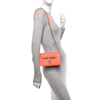 Off-White Calfskin Jitney 0.5 Cash Inside Crossbody Bag Orange 2 of 9