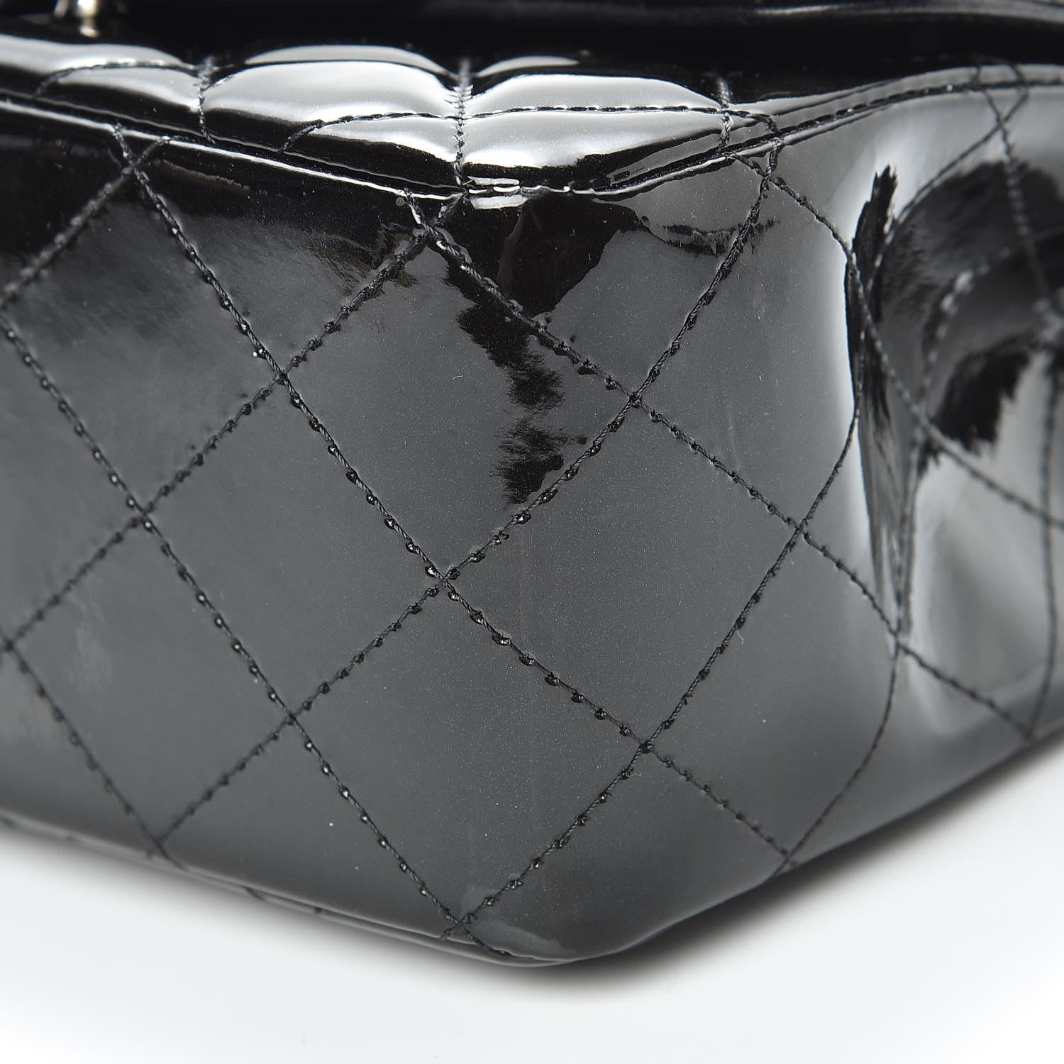 Chanel Patent Calfskin Sparkle Quilted Mini Square Flap Black 10 of 12