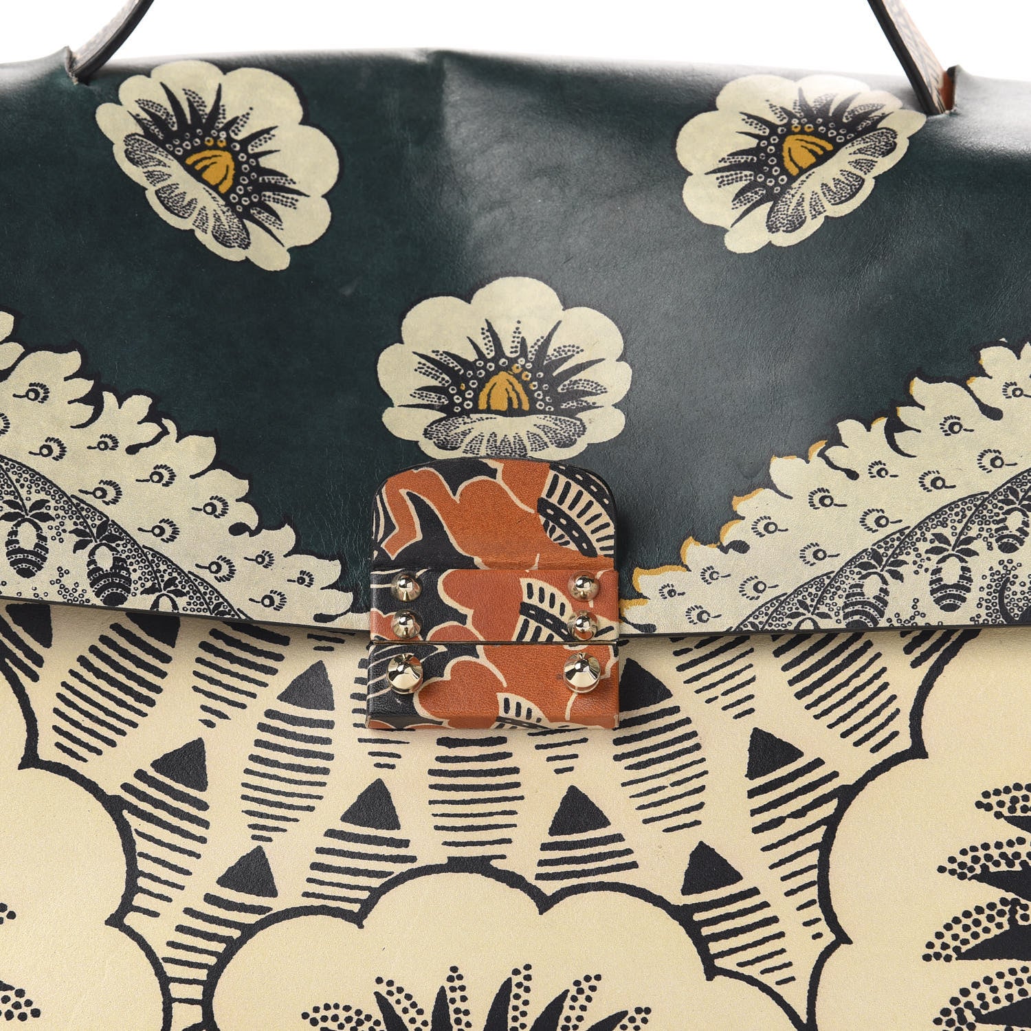 Valentino Garavani Calfskin Floral Print Mime Single Handle Bag Green 16 of 16