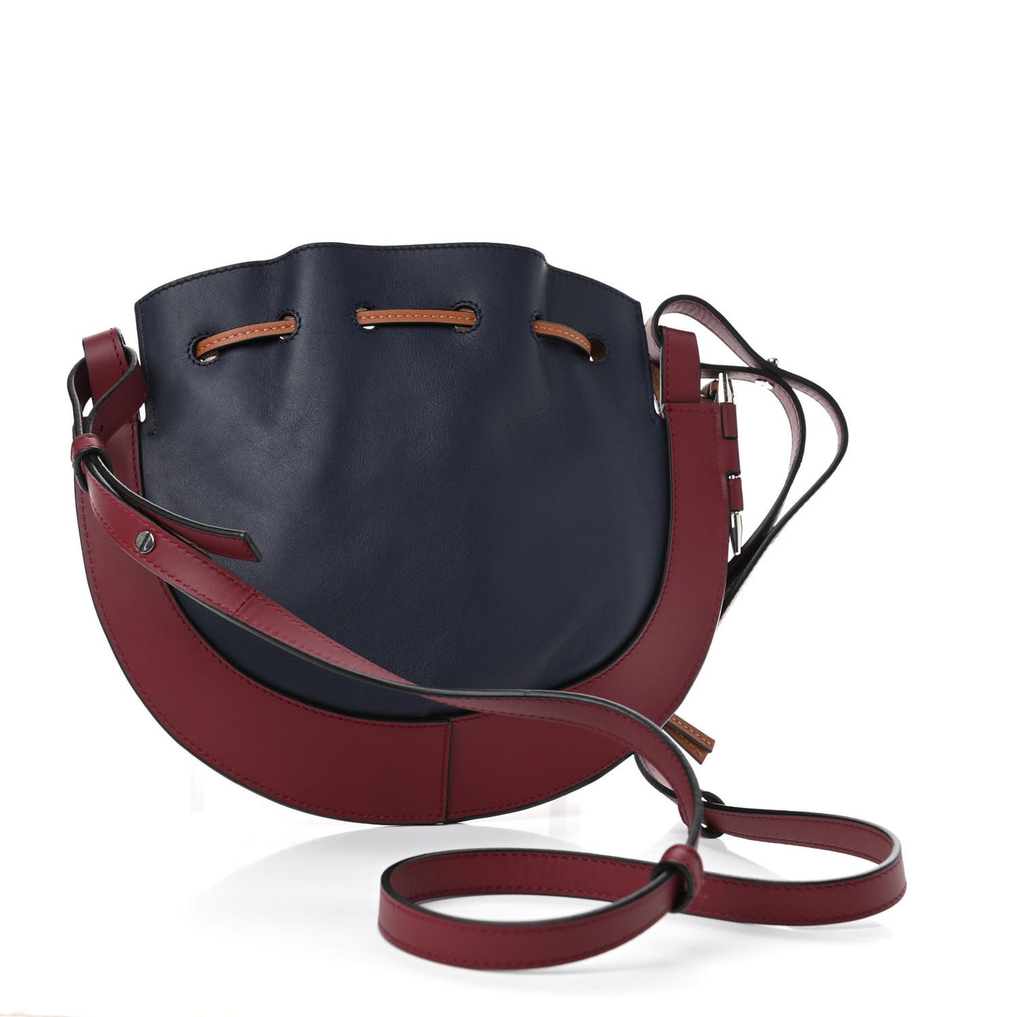 Nappa Colorblock Horseshoe Bag Midnight Blue Wine