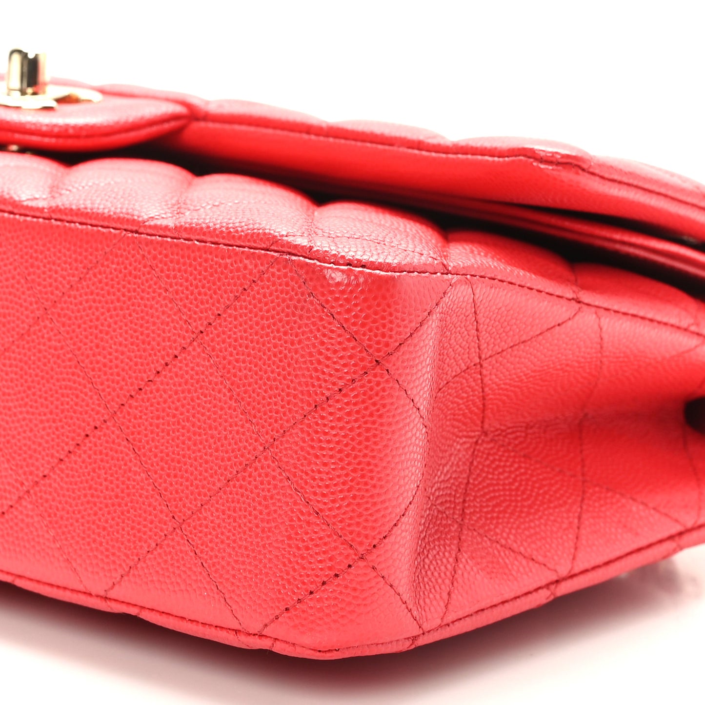 Caviar Quilted Medium Double Flap Red