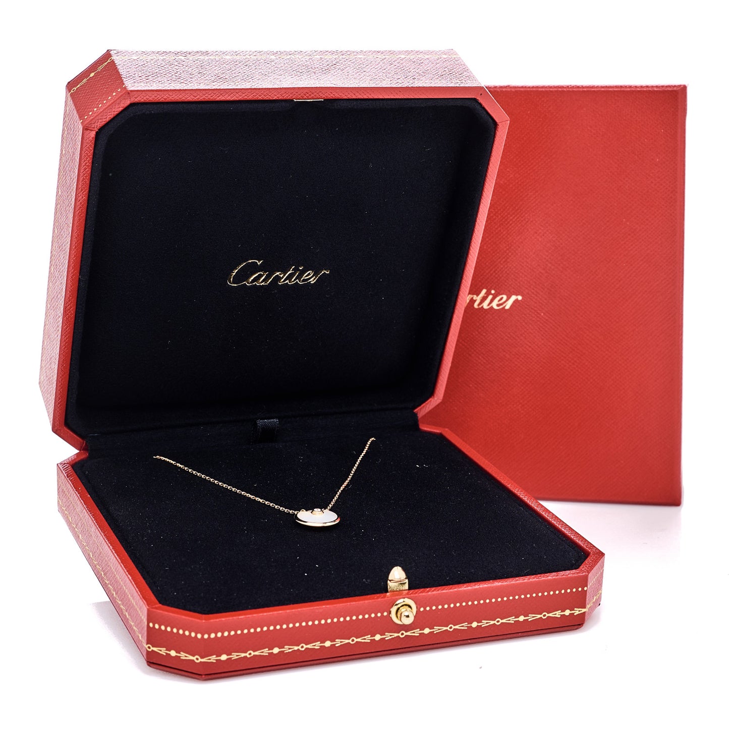 18K Yellow Gold Diamond Mother of Pearl XS Amulette de Cartier Pendant Necklace