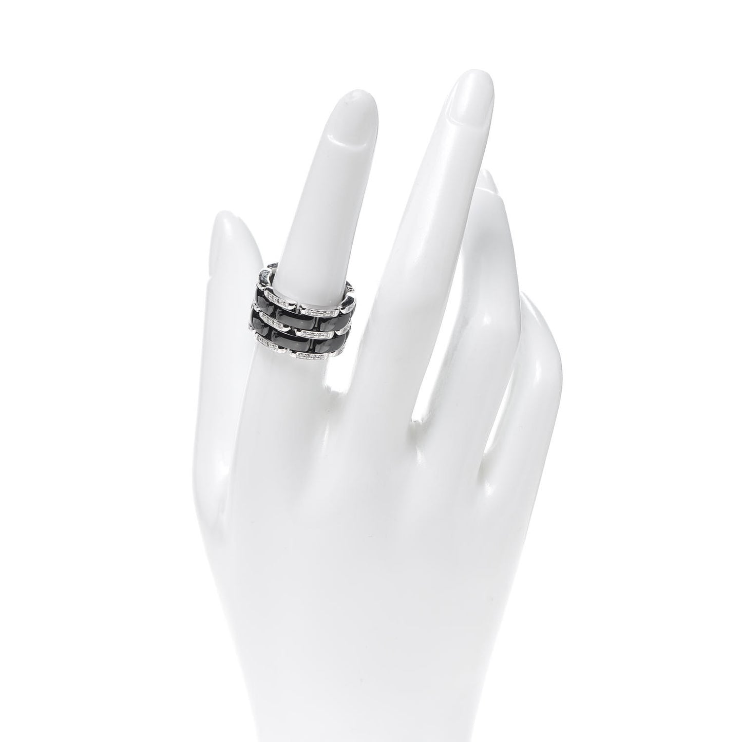 18K White Gold Ceramic Diamond Large Ultra Ring Black 54 6.75