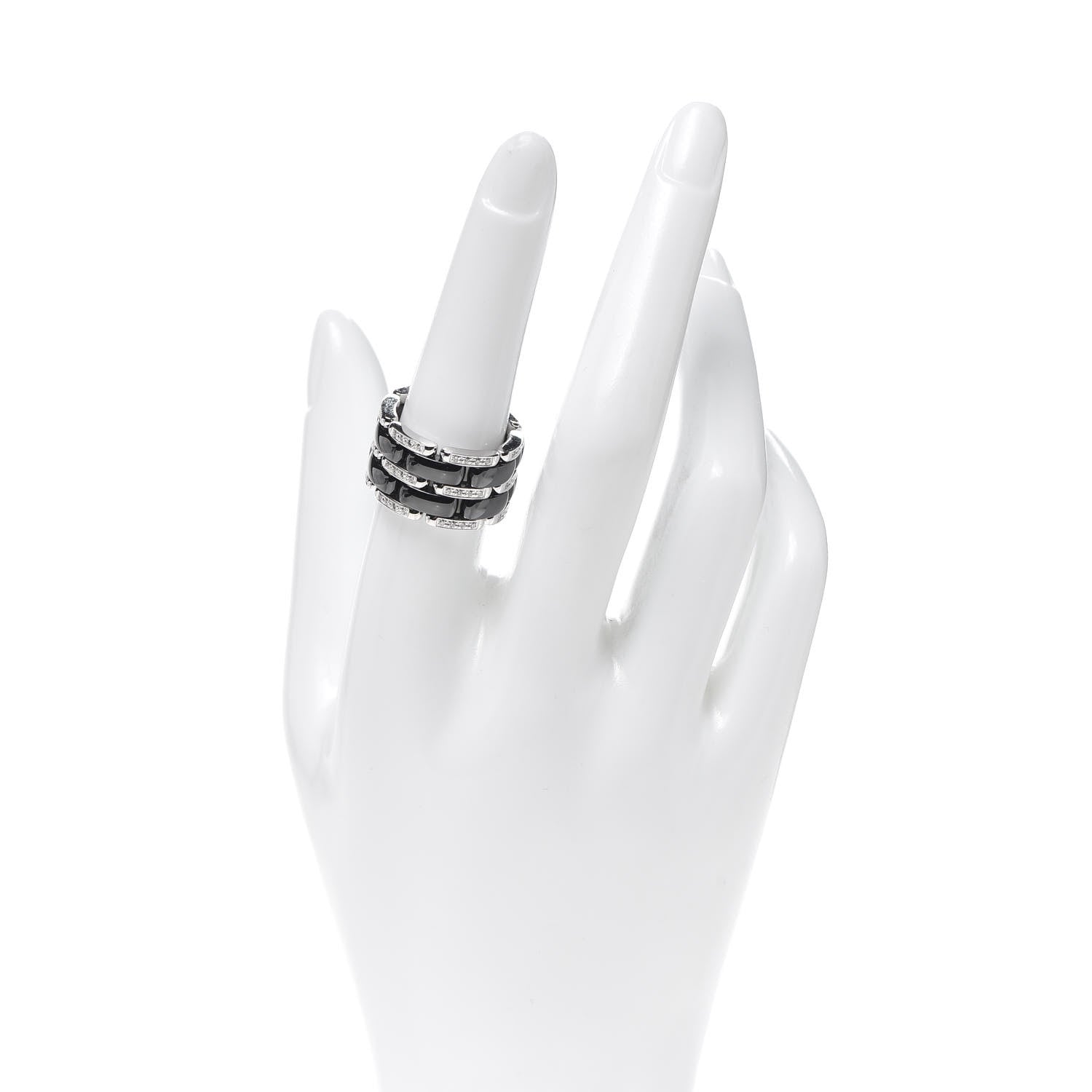 Chanel 18K White Gold Ceramic Diamond Large Ultra Ring Black 54 6.75 2 of 5