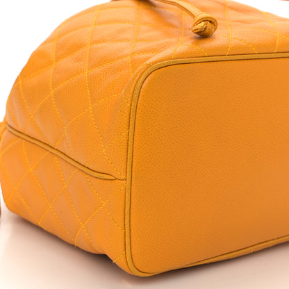 Chanel Caviar Quilted Drawstring Backpack Yellow 9 of 15