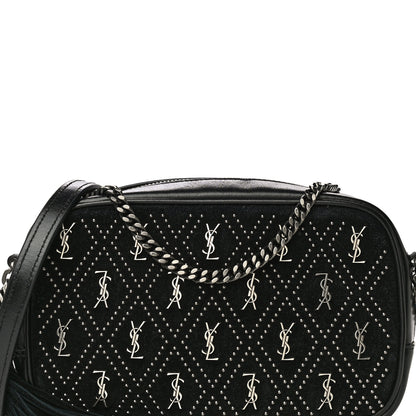 Saint Laurent Suede Calfskin Embellished Mini Monogram Lou Camera Bag Black 12 of 21