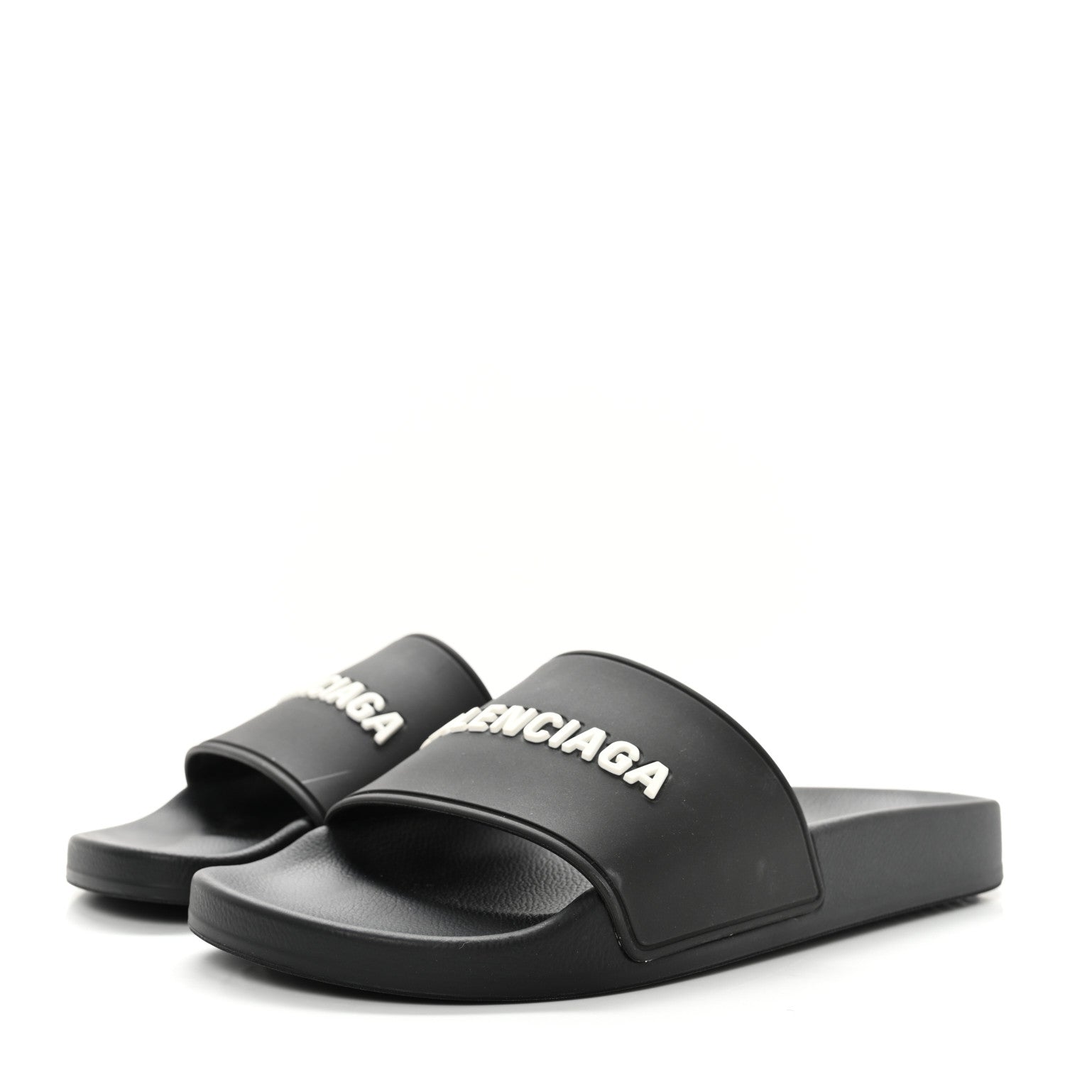 Balenciaga Rubber Womens Logo Pool Slide Sandals 38 Black 3 of 9