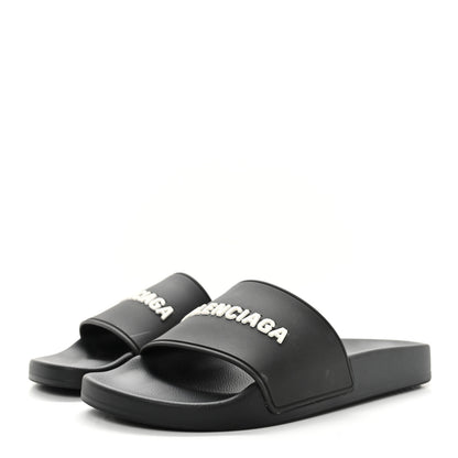Balenciaga Rubber Womens Logo Pool Slide Sandals 38 Black 3 of 9
