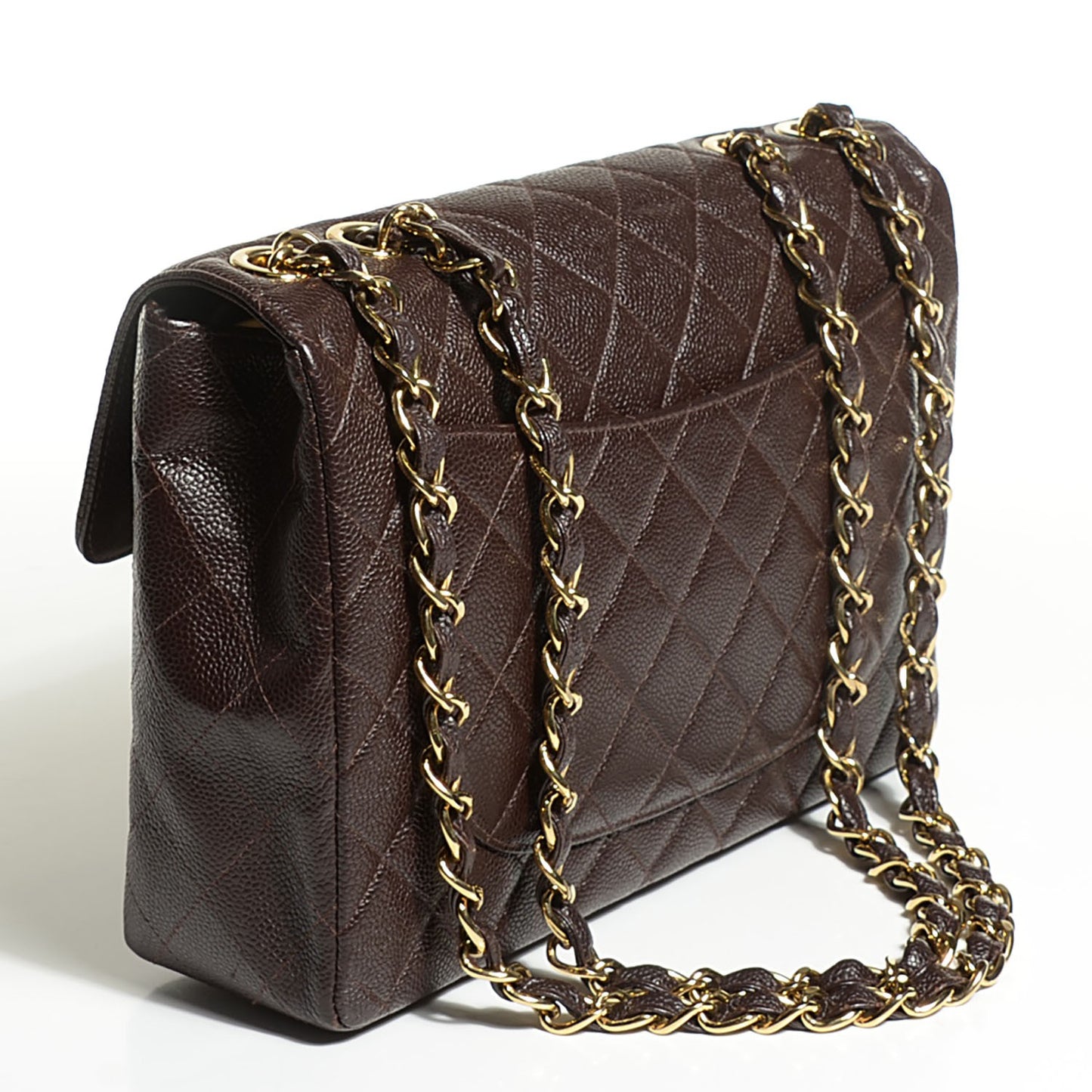 Caviar Quilted Jumbo Single Flap Brown