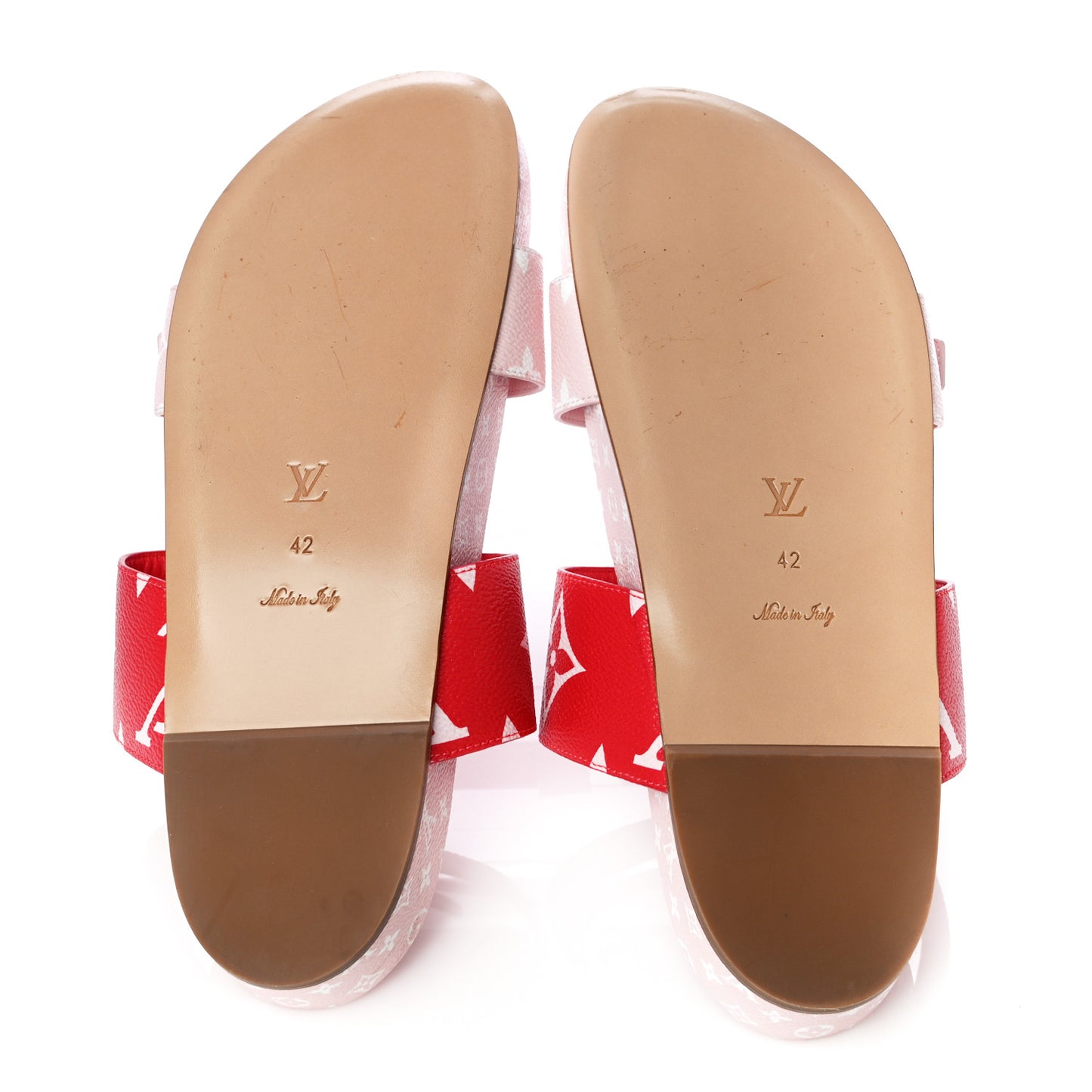 Monogram Giant Bom Dia Flat Mule Sandals 42 Rouge Rose