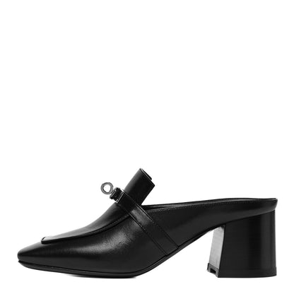Hermes Goatskin Blossom Mules 36 Black 1 of 9