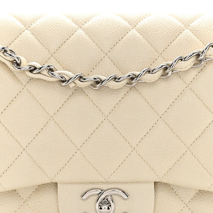 Chanel Caviar Quilted Jumbo Double Flap White 8 of 14