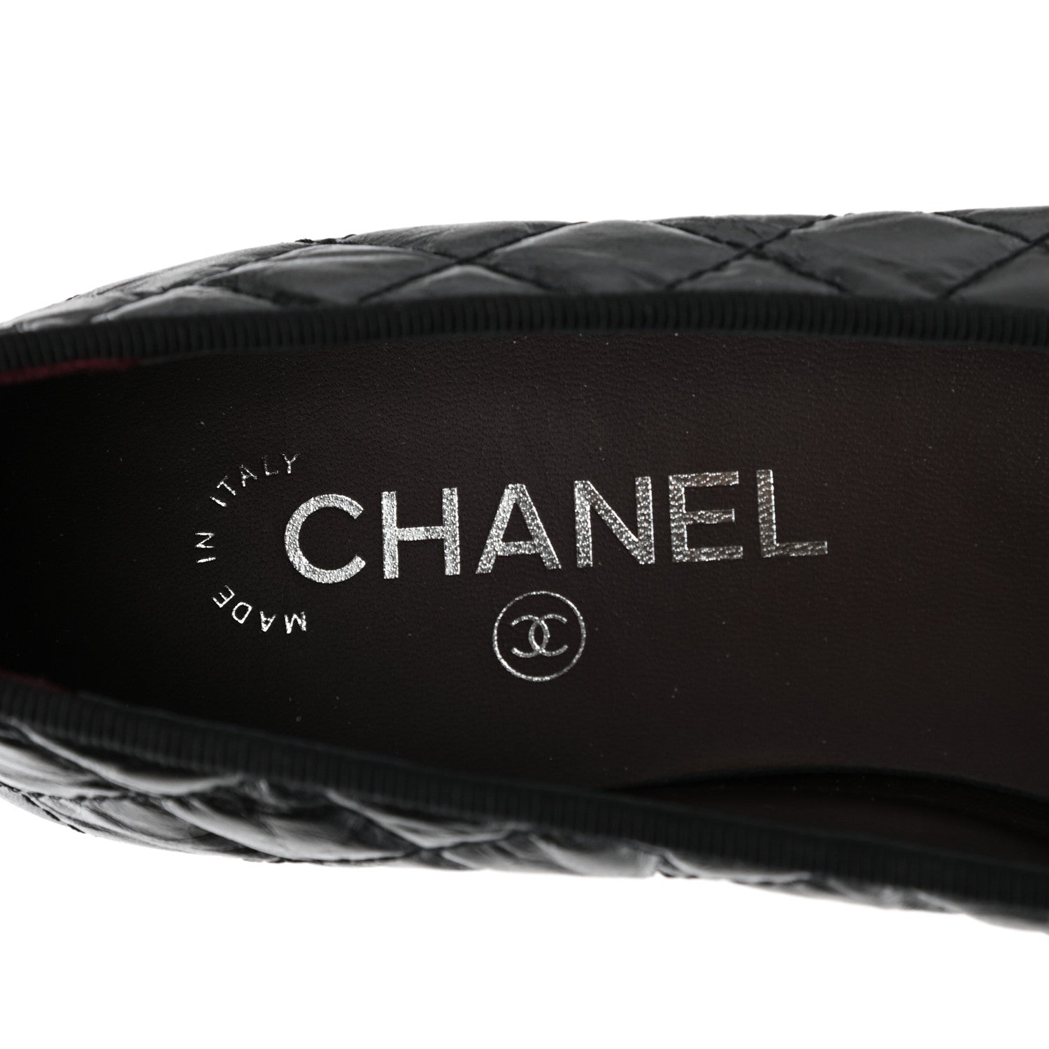 Chanel Aged Calfskin Quilted CC Cap Toe Ballerina Flats 38 Black 7 of 9
