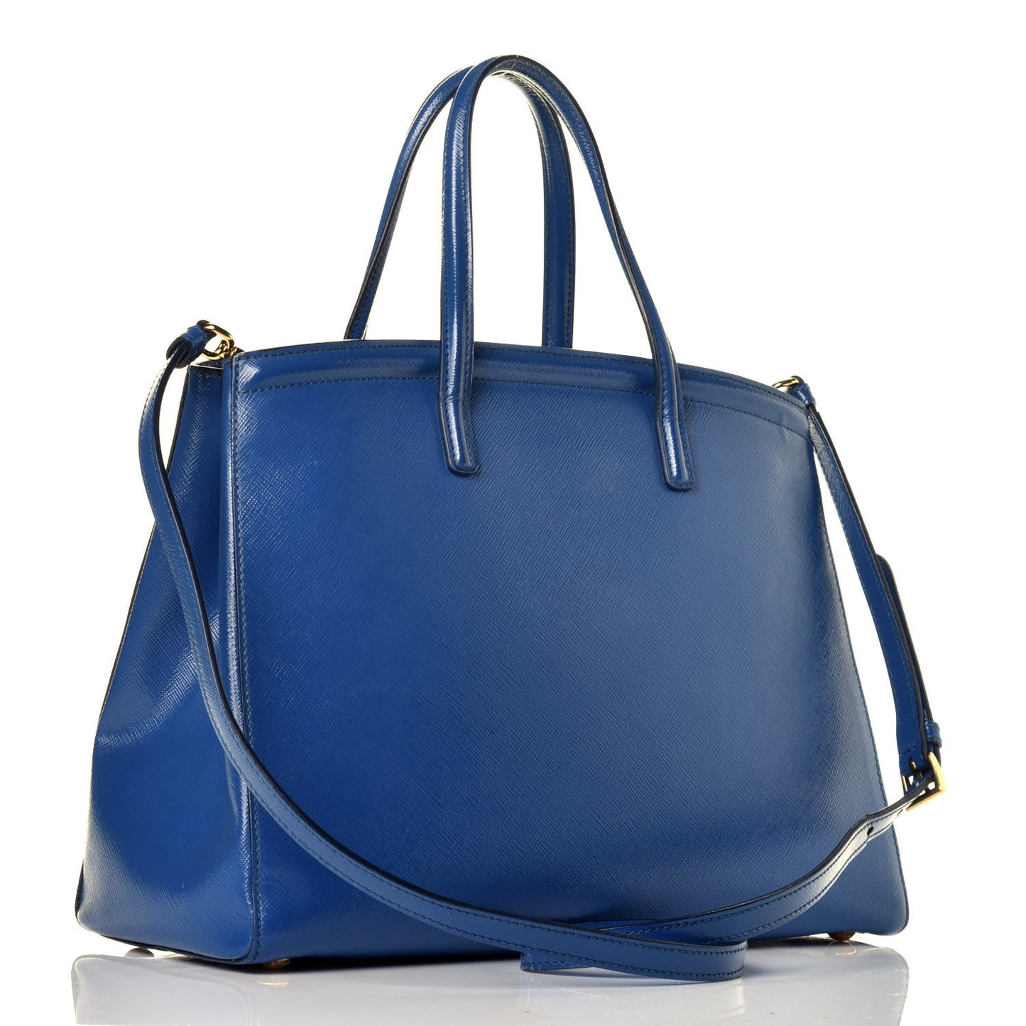Saffiano Vernice Shopping Tote Azzurro