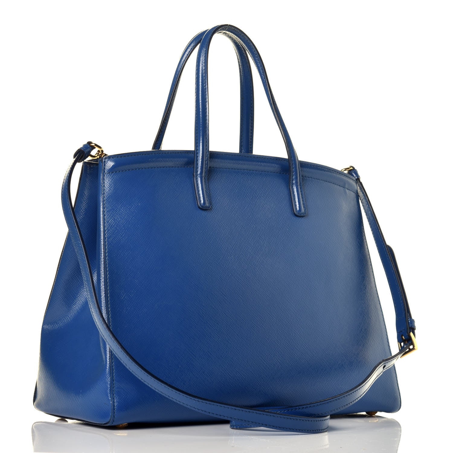 Prada Saffiano Vernice Shopping Tote Azzurro 4 of 10