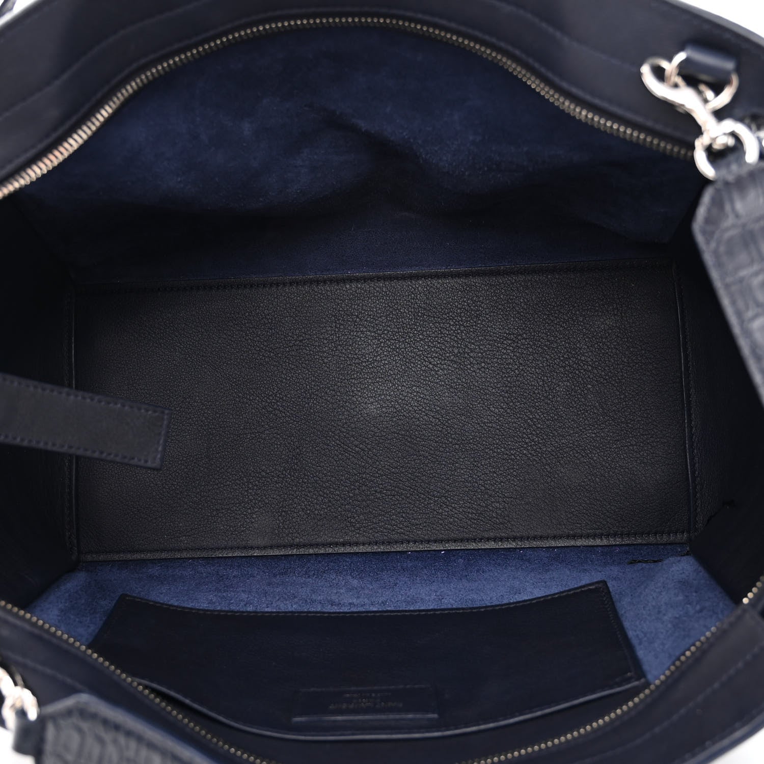 Saint Laurent Calfskin Croc Embossed Small Monogram Downtown Cabas Blue 5 of 9
