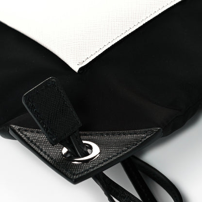 Prada Tessuto Nylon Bird Pocket Motif Drawstring Backpack Black 8 of 10