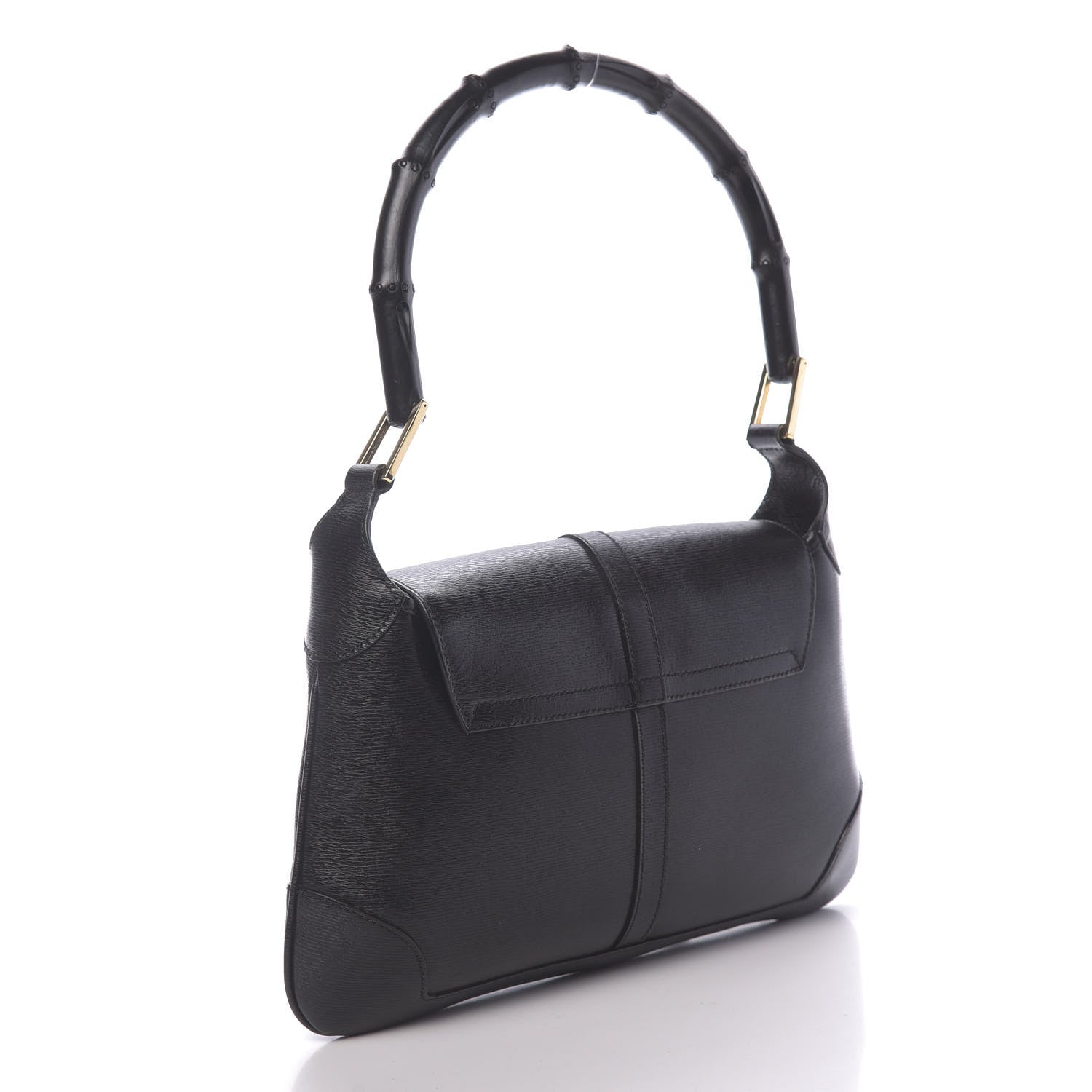 Gucci Calfskin Bamboo Handle Jackie O Hobo Black 3 of 10