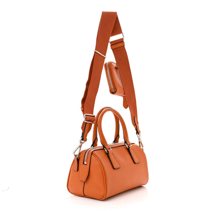 Prada Saffiano Lux Top Handle Crossbody Bag Papaya 3 of 10