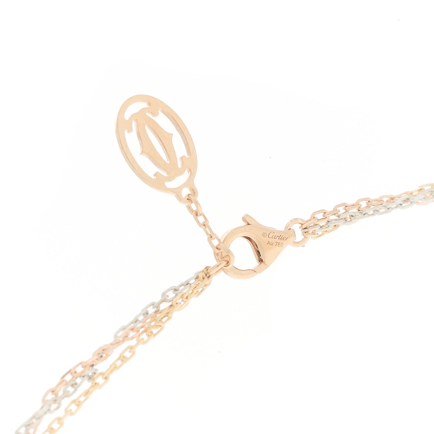 18K Pink Yellow White Gold Three Chain Necklace
