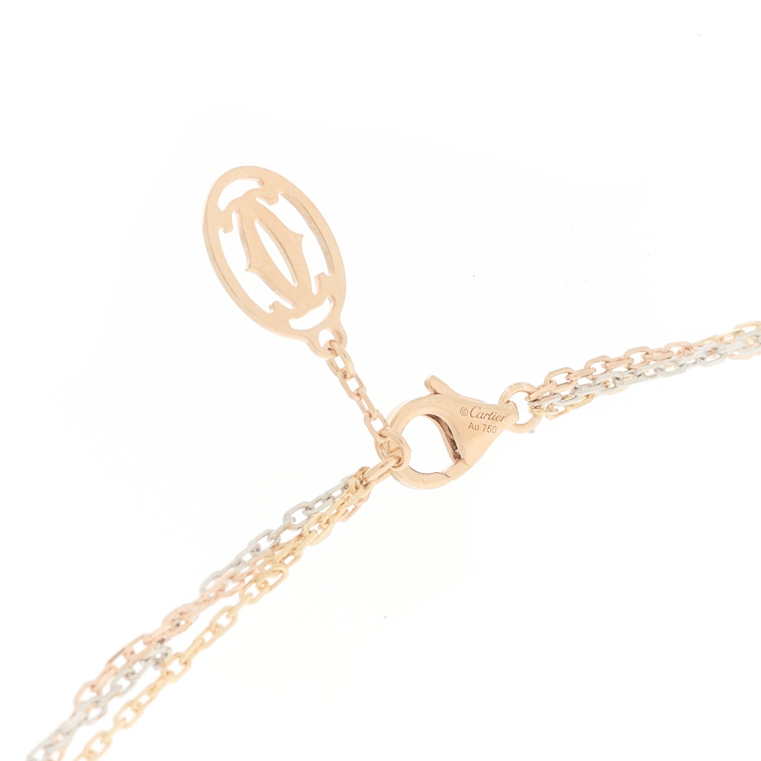 Cartier 18K Pink Yellow White Gold Three Chain Necklace 4 of 6