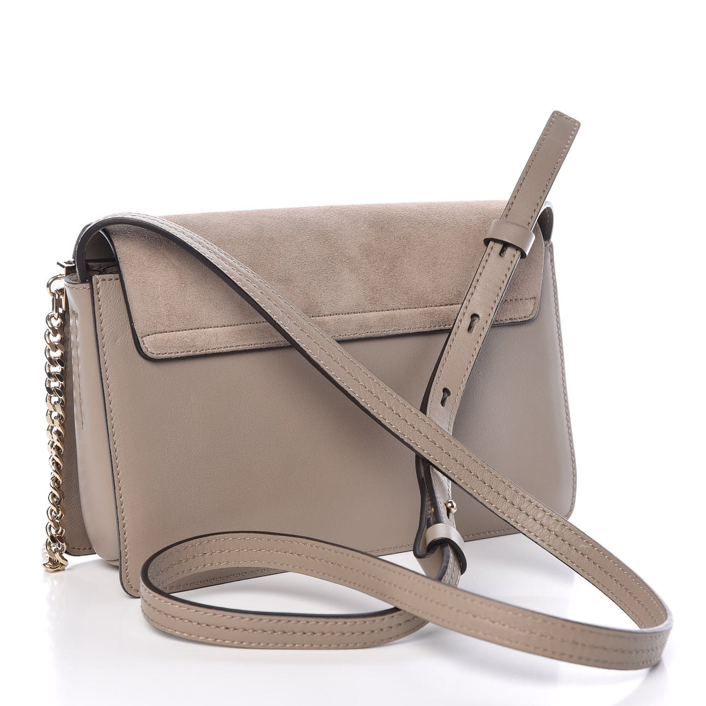 Suede Calfskin Small Faye Shoulder Bag Motty Grey