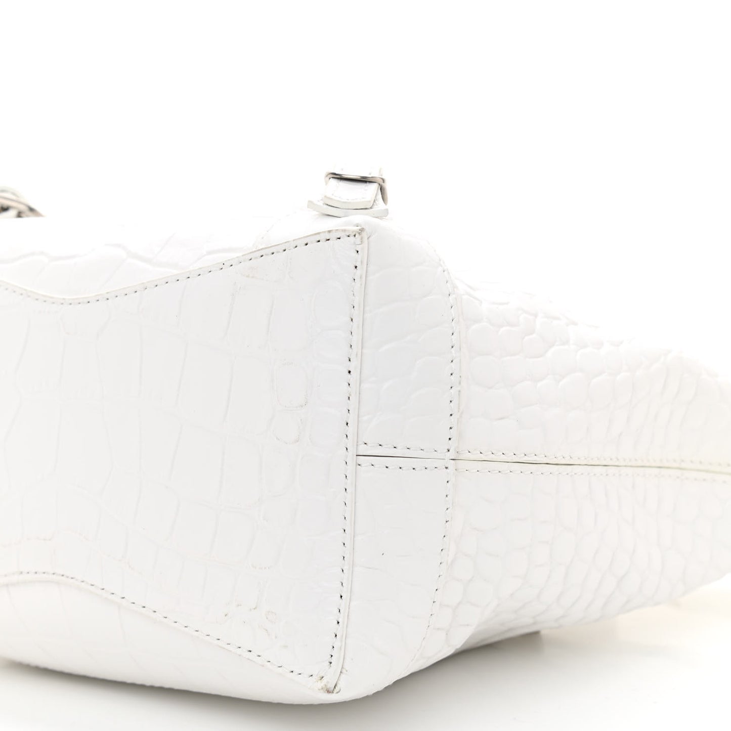Extra Supple Calfskin Crocodile Embossed Neo Classic Hardware Hobo XS White