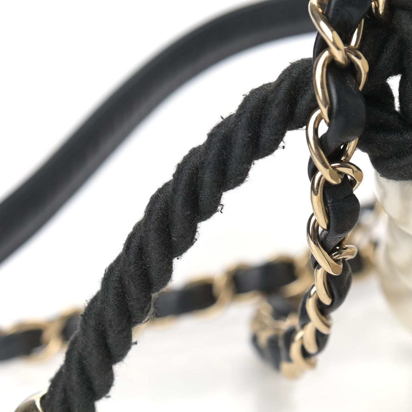 Lambskin PVC Sand By The Sea Flap With Pearl Strap Black
