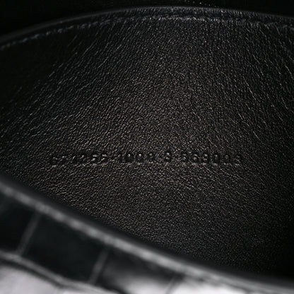Balenciaga Extra Supple Calfskin Crocodile Embossed Monochrome XS Downtown Shoulder Bag Black 10 of 12