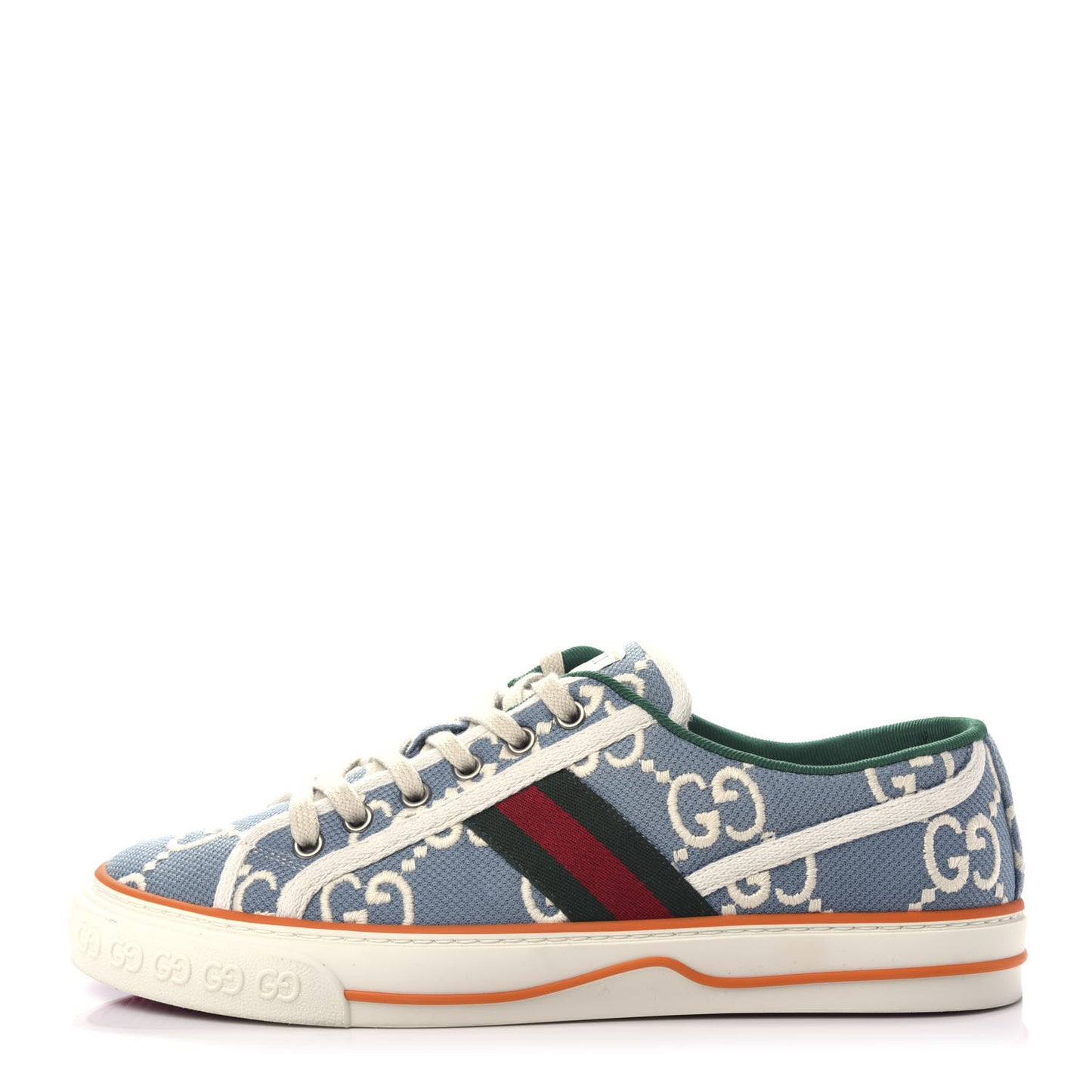 Cotton GG Monogram Web Womens 1977 Tennis Sneakers 40 Philod Ivory Mystic White