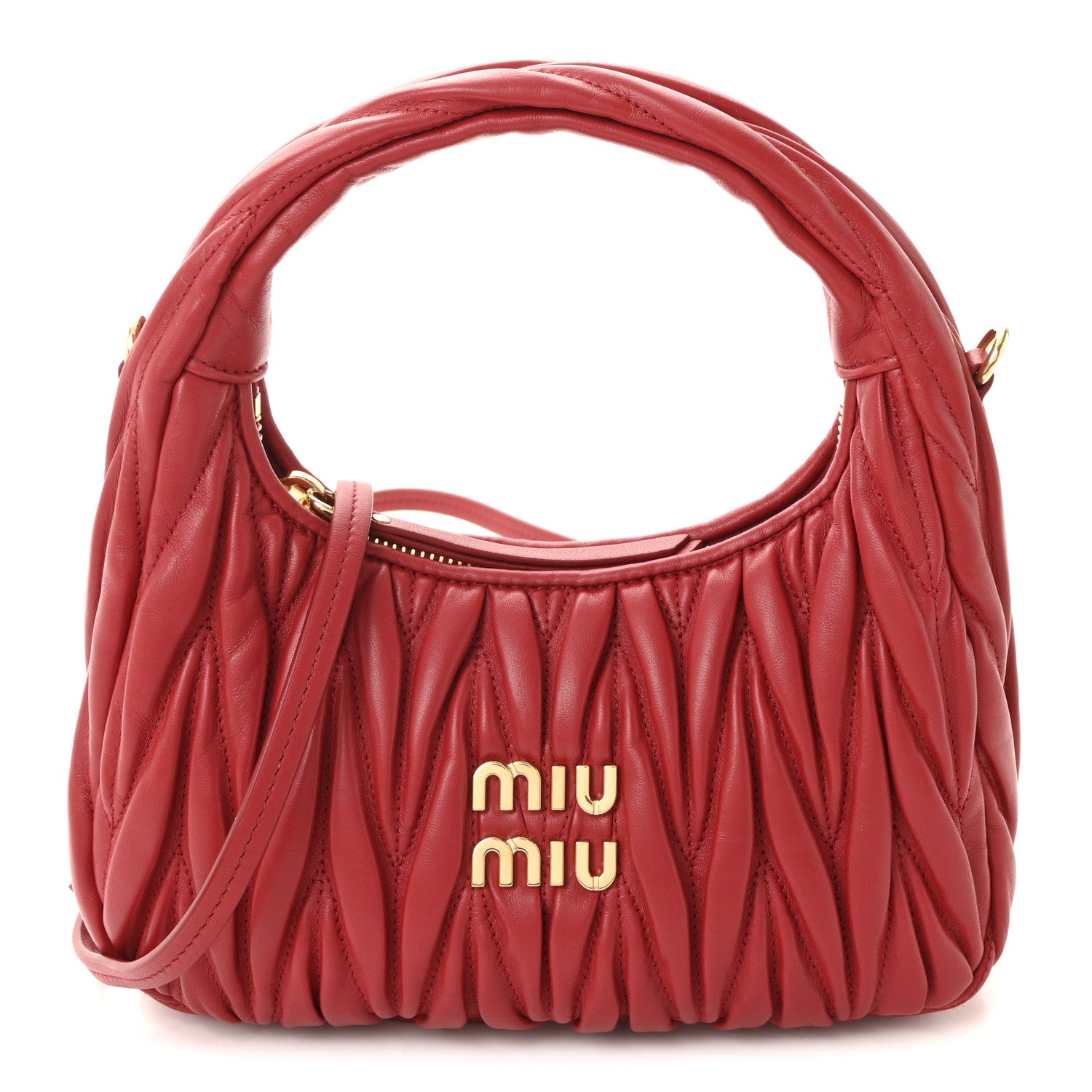 Miu Miu Nappa Matelasse Small Wander Hobo Rosso 1 of 9