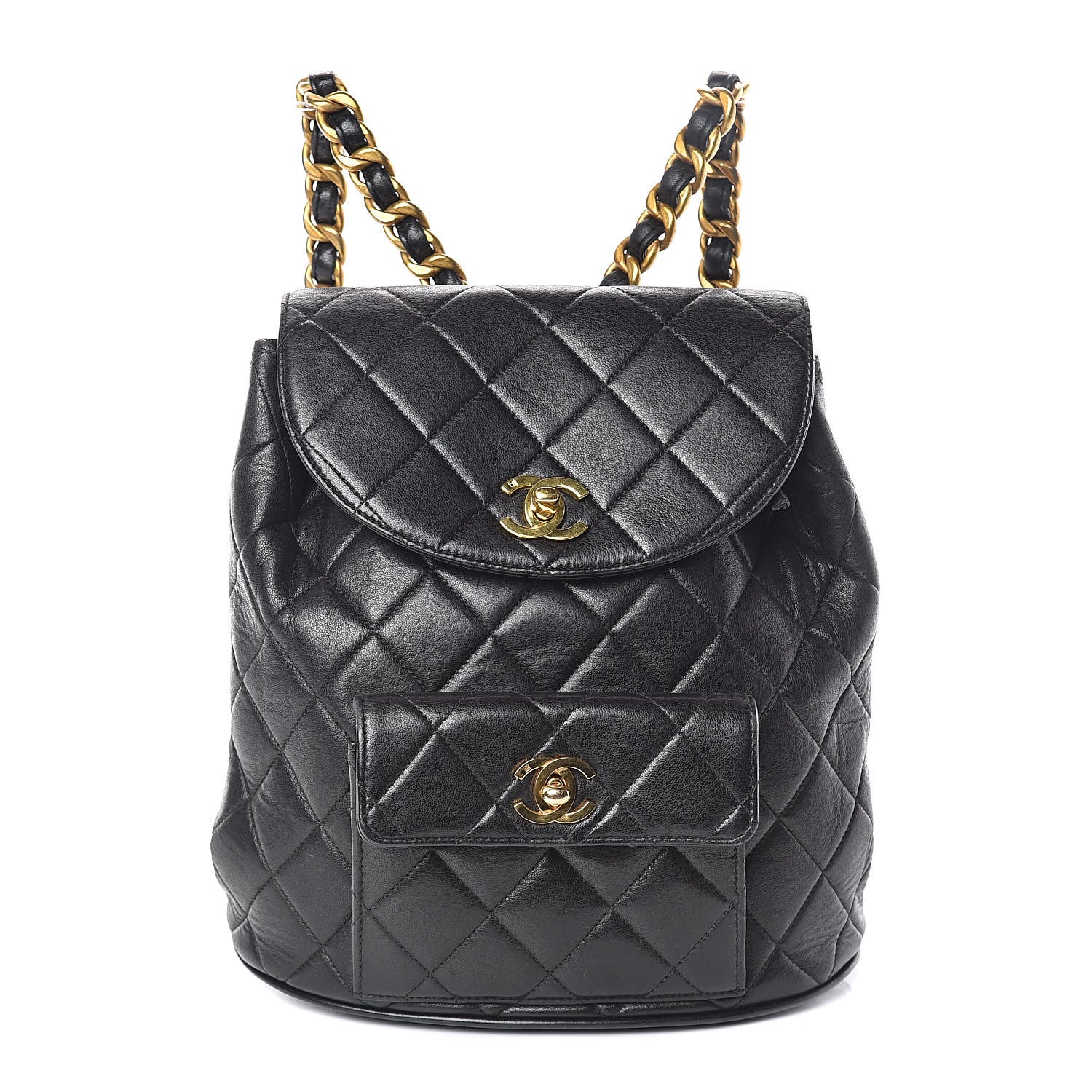 Chanel Lambskin Quilted Drawstring Backpack Black 1 of 10