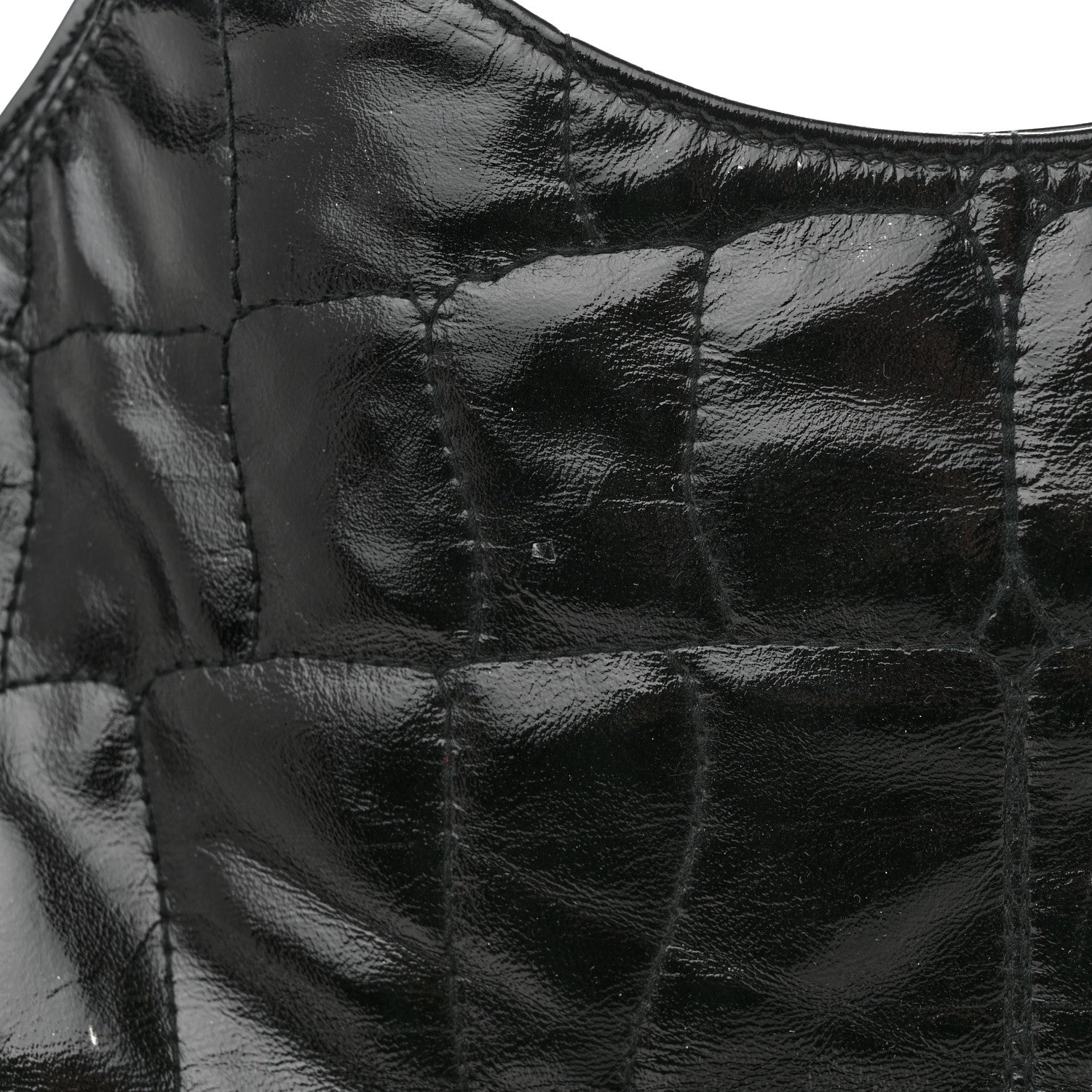 Saint Laurent Patent Crocodile Embossed Tribute Tote Black 14 of 15