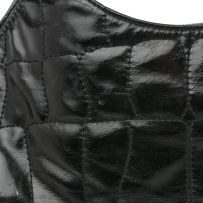 Saint Laurent Patent Crocodile Embossed Tribute Tote Black 14 of 15