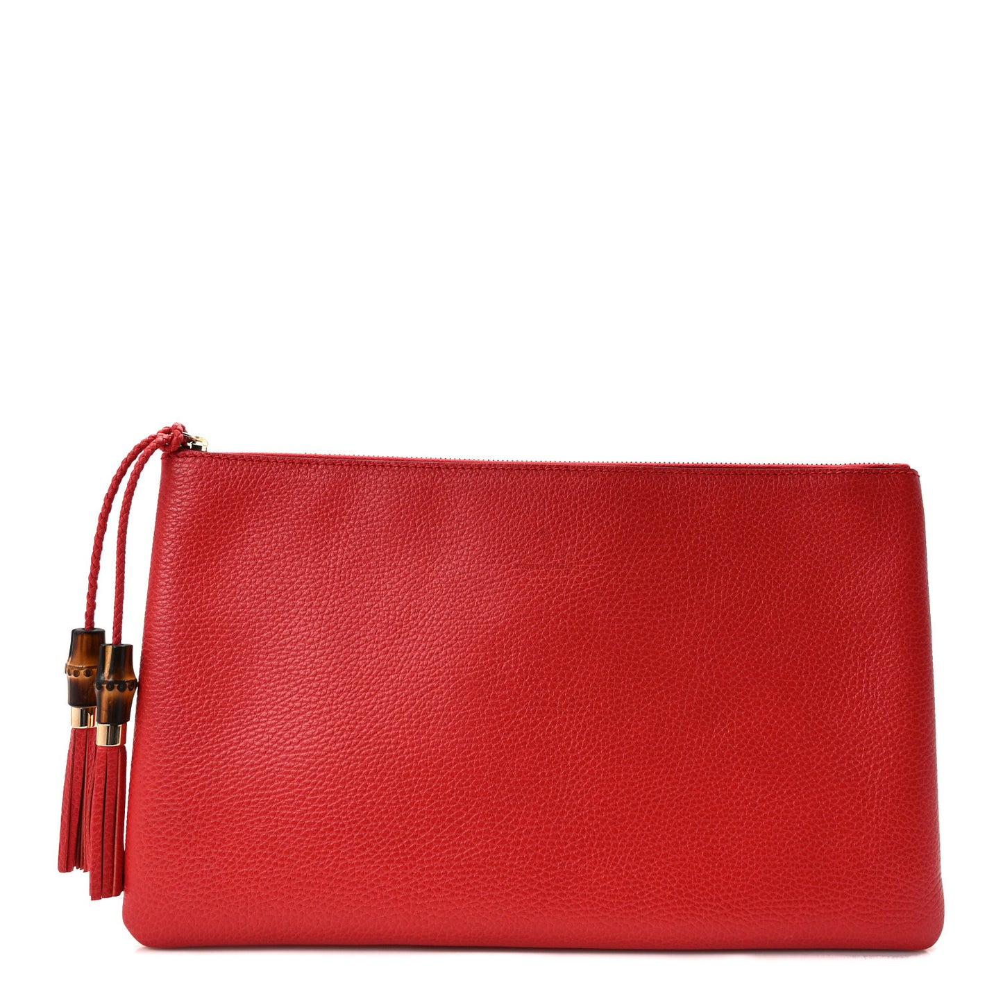 Calfskin Large Bamboo Clutch Red