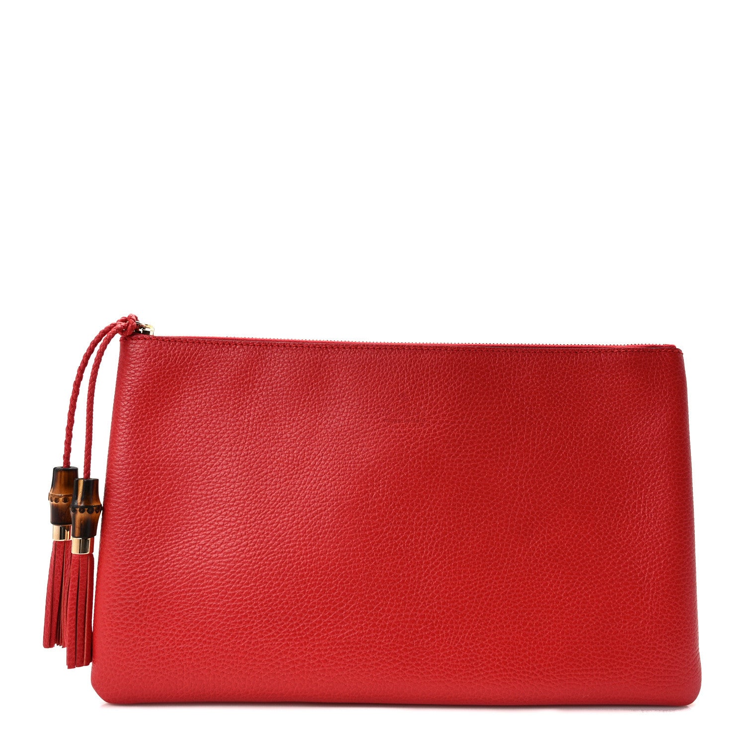 Gucci Calfskin Large Bamboo Clutch Red 1 of 7