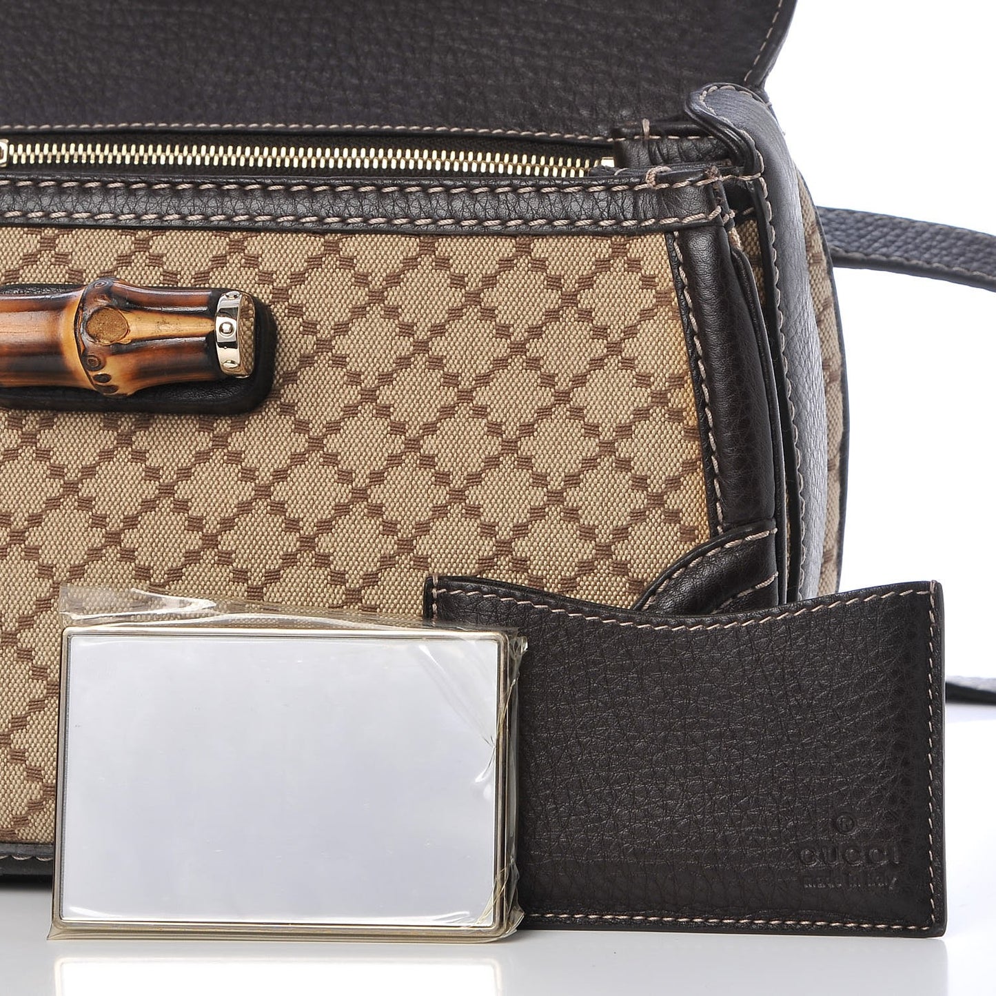 Diamante Medium New Bamboo Top Handle Bag Dark Brown