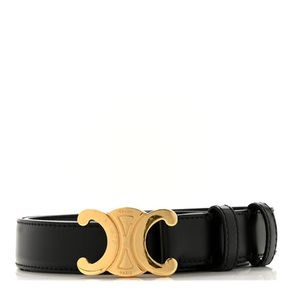 Celine Taurillon Calfskin Medium 25mm Triomphe Belt 80 32 Black 1 of 8