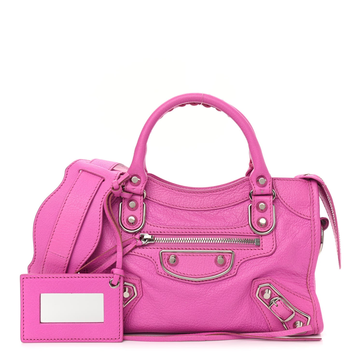 Balenciaga Chevre Silver Metallic Edge Hardware Mini City Rose Fluo 1 of 11