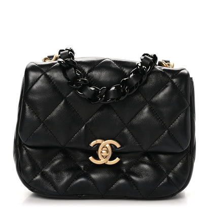 Chanel Lambskin Quilted Mini Lacquered Chain Flap Black 1 of 11