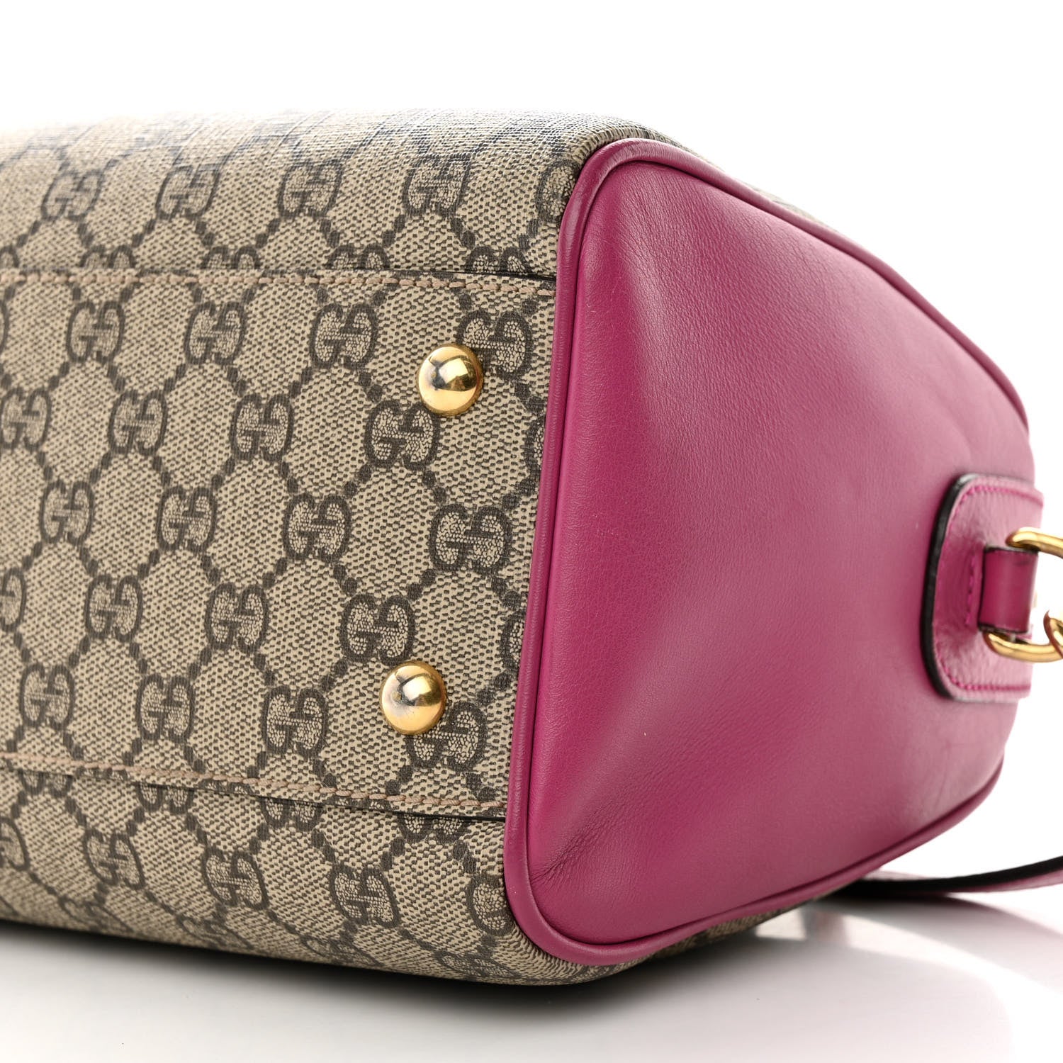 Gucci GG Supreme Monogram Moon Calfskin Small Boston Beige Ebony Hibiscus Red New Rosette 10 of 20