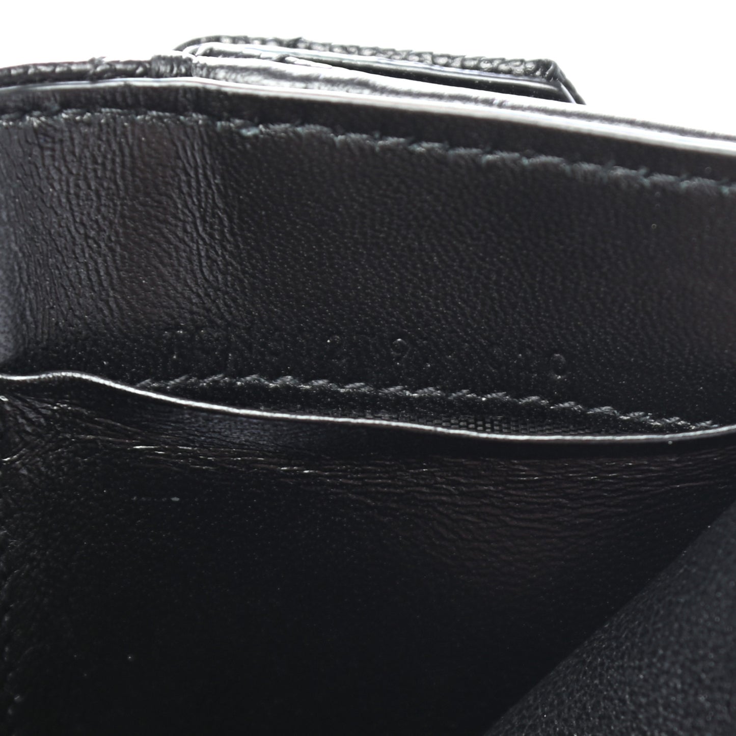 Grain De Poudre Matelasse Chevron Monogram Compact Tri Fold Pocket Wallet Black