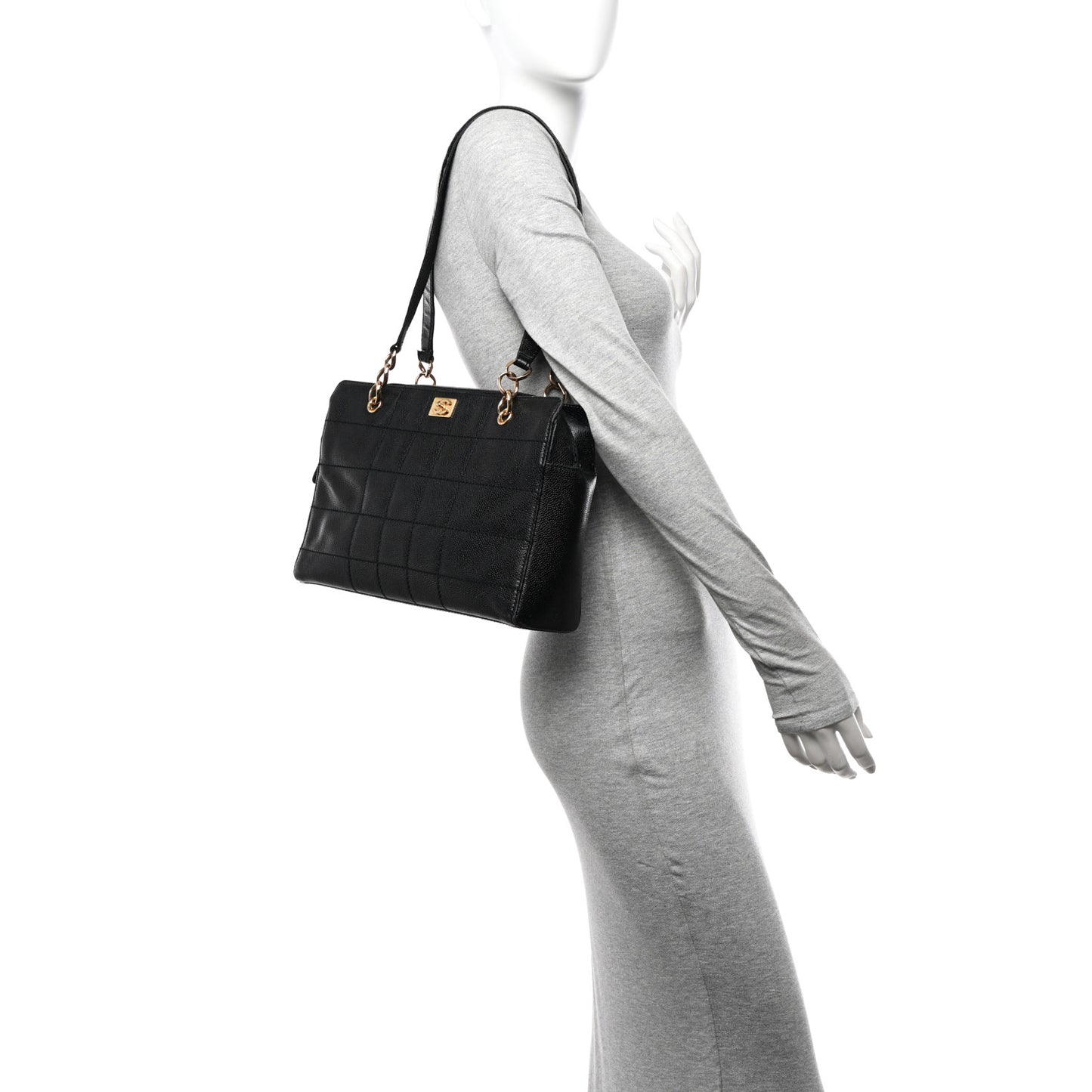 Caviar Stitched Chocolate Bar Shopping Black