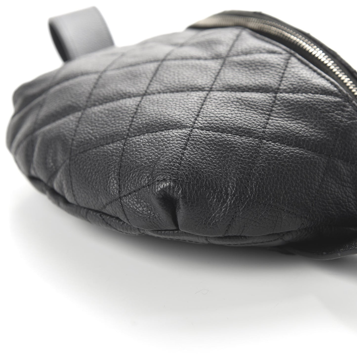 Grained Calfskin Quilted Waist Belt Bag Black